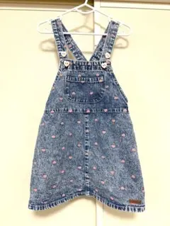 フタフタ　バースデイ　しまむら　ハート柄デニムジャンパースカート