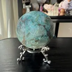 天然石セレナイトとギブサイト共生のスフィア　丸玉NO.110411