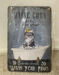 ☆新品未使用　オシャレメインクーンcat ブリキポスター☆