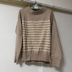 【美品】ベージュ ボーダー ニット　セーター 長袖