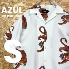 ★AZUL by moussy★アロハシャツ★虎★和柄★S★古着★送料無料★のサムネイル