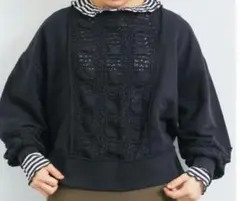 SM2 レース切替裏毛プルオーバー F（M）ブラック