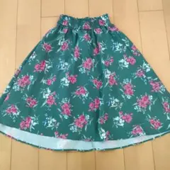 花柄フレアスカート 緑色のサムネイル