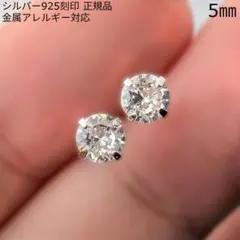 シンプル 一粒ダイヤモンドスタッドピアス 5mm プラチナコート シルバー925