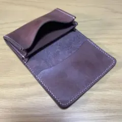 m*i様 ブラウンレザー 二つ折りカードケース