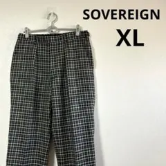 SOVEREIGN ウールチェックオフィサーパンツ　スラックス　XLのサムネイル