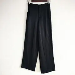 ZARA ザラ ブラック ワイドレッグ スラックス S 光沢 軽い生地