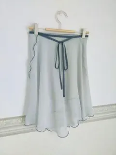 スカイグレー×クラシックブルー　バレエ巻きスカート