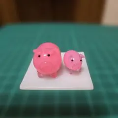ガラス製 豚の置物 親子セット