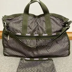 美品 レスポートサック ラージウィークエンダー オリーブ ドット