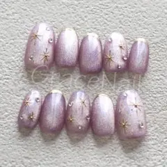 No.2258 現品販売！ネイルチップ　パープル/ピンク/マグネット