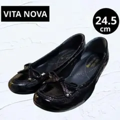 ❤VITA NOVA❤ヴィタノーヴァエナメル ローファー 24.5cm黒 日本製のサムネイル