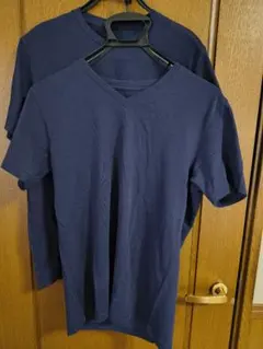 UNIQLO ネイビー Tシャツ（クルー&Vネック） Lサイズ 2枚セット