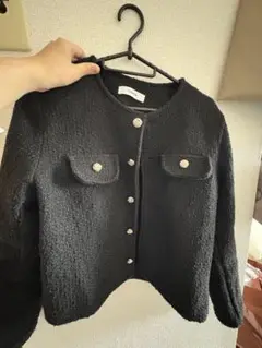 ノーカラージャケット 黒