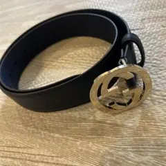Gucci ブラックレザーベルト 90cm