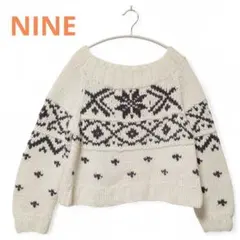 NINE ナイン ノルディック柄 ニット セーター ボートネック オフショル Fのサムネイル