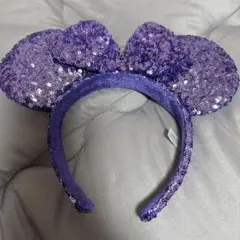 紫色のスパンコール ミニーカチューシャ