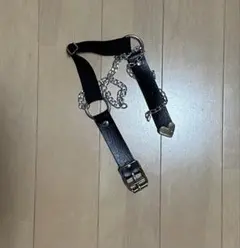 レザー チェーン付きベルト 黒