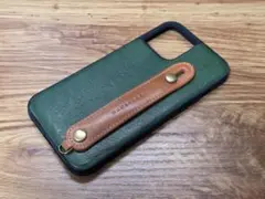HANATORA iPhone12Pro MAX用 レザーケース グリーン