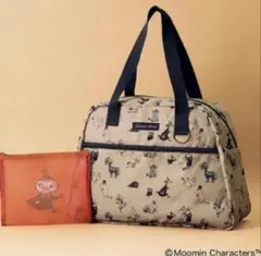 リンネル　付録　ムーミン　たためるボストンバッグとメッシュポーチ 2点セット