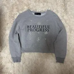 poolstudioatelier プールスタジオ ビジューロゴトレーナーグレー