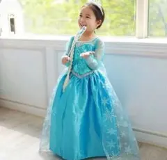 【新品】キッズ　子供　コスプレ　アナ雪　エルサ風ドレス　110