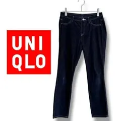 【ユニクロ】ストレッチパンツ　ウエストゴム　薄手　コットン混　洗える　ブラック