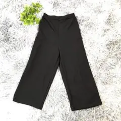 ブラック【M相当】黒 キュロット ワイド イージーパンツ ゆったり 軽い 春活躍