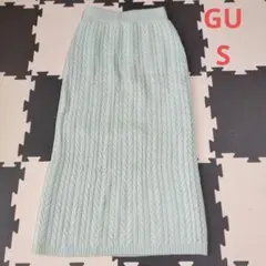 guニットスカート ケーブルニットロングスカート S レディース 毛混 ベージュ