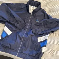 レトロ　adidas ナイロンジャケット　Mメンズ　フード付