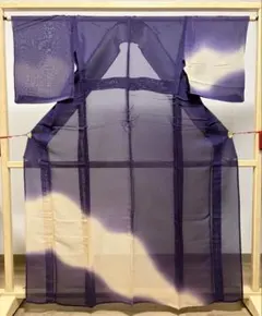 未使用 正絹 風通紗 夏 銀彩 葉文様 しつけ糸付 絽 長襦袢 2点セット
