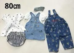【女の子ベビー服まとめ売り 80cm）6点スカートサロペットワンピースヘアバンド