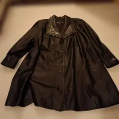 Pierre Cardin 黒 レザーロングジャケット