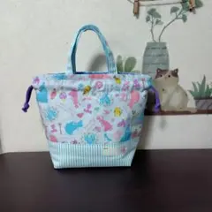 アニバーサリーパッチワークマルチカラー♡ハンドル付きミニ巾着バッグ
