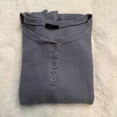 ヘンリーネックTシャツ くすみブルー グレーのサムネイル