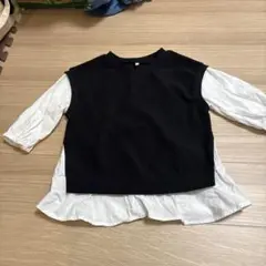 GU ガールズ レイヤード 長袖シャツ ドッキングカットソー 130
