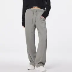 GU ウォッシュドスウェットバレルレッグパンツ XL GRAY