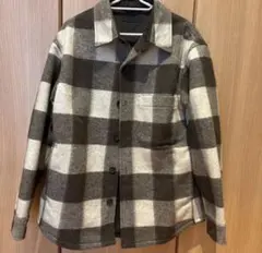 【新品】ユニクロ　オーバーシャツジャケット　メンズ　チェック　ブラウン　M
