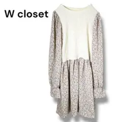 ダブルクローゼット ニット長袖×花柄ワンピース アイボリー×小花柄 フリー