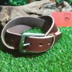 ★お値下げ不可★洗い加工 栃木レザー ベルト ダークブラウン 35mm 本革 茶