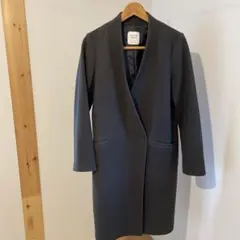 ロングコート　ノーカラーコート