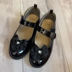 黒いリボン付きフォーマルシューズ 19.0cm