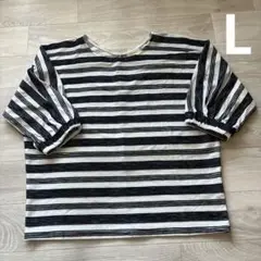 HushHush 五分袖ボーダーTシャツ　L
