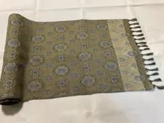 着物反物(絹） 緑と青の幾何学模様