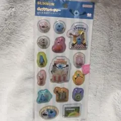 ポップデコパーティー 　わたあめカプセルシール　パペットスンスン　ブルー