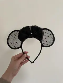 ドット柄リボン付き　ミニー　カチューシャ