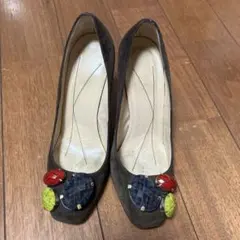 スエードパンプス ビジュー付き ダークブラウンのサムネイル