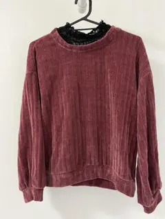 コーデュロイ長袖トップス Mサイズ バーガンディ