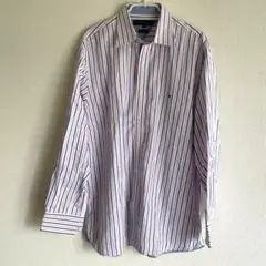 TOMMY HILFIGER ストライプシャツ XL ピンク×ブルー コットン