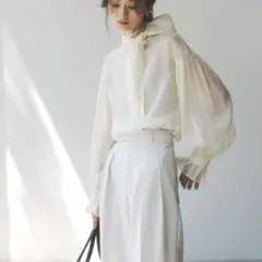 美*冬様 ハイネックシアーボウタイブラウス